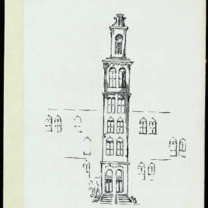 A sketch of a large tower. 