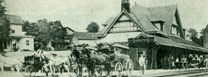 Carriages waiting outside of the train station. 