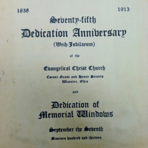 Program from the dedication anniversary of the Evangelical Christ Church in 1913. 