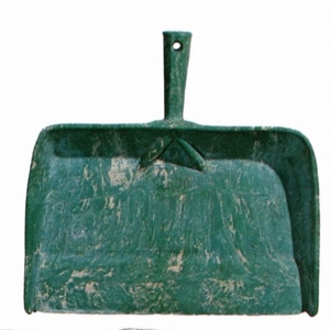 A green rubber dustpan