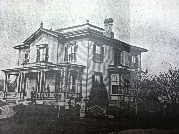 Black and white photograph of August Imgard's house. 
