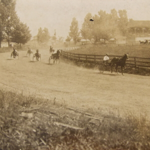 View of a horse race track. 