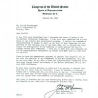 Letter written from Congressman McSweeney