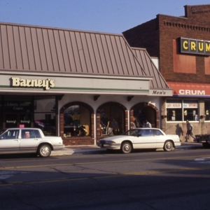 A view of Barney's menswear from the street in the 1980s. 