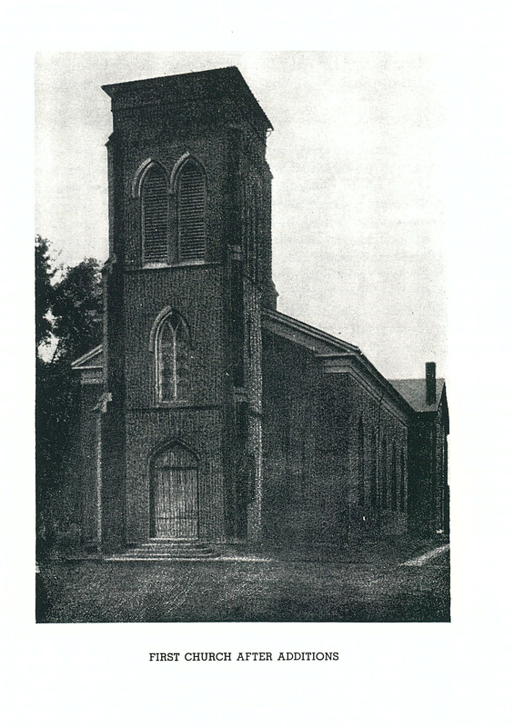 Front view of the first St. Mary's of the Immaculate Conception church, circa 1849. 