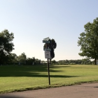 Photo taken across the street from the remnants of Jacob's Lutheran Church, featuring the junction signs.