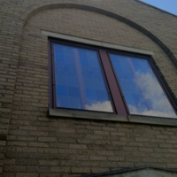 Front window of the Knesseth Israel Temple