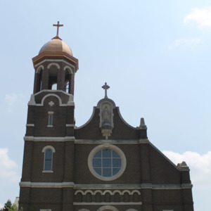 Front view of the modern St. Mary of the Immaculate Conception Catholic Church 
