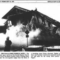 Second Baptist church being demolished in 1975. 