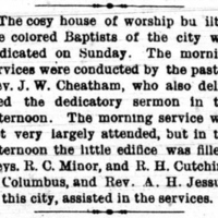 Excerpt from the Wooster Republican that announces the dedication of Second Baptist. 