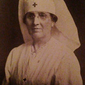 Portrait of Mrs. Sweeney in a nurse's uniform. 