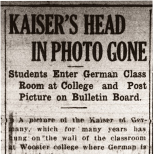 Excerpt from the Wooster Daily Republican with the headline "Kaiser's Head in Photo Gone" 